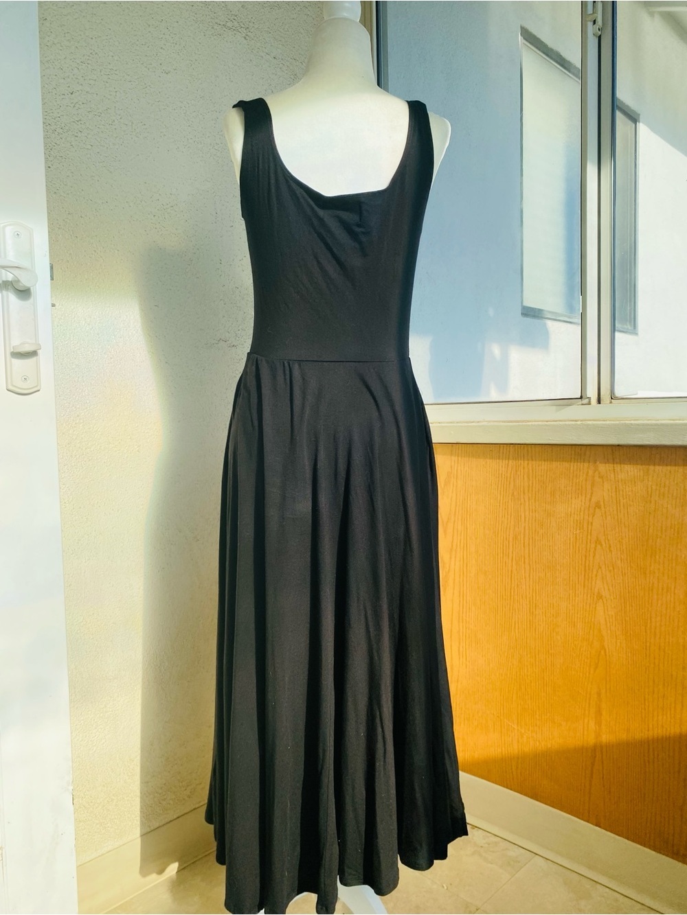Reformation Jeans Black Sleeveless Fit & Flare MIDI Dress w/ Pockets Tencel Sz L